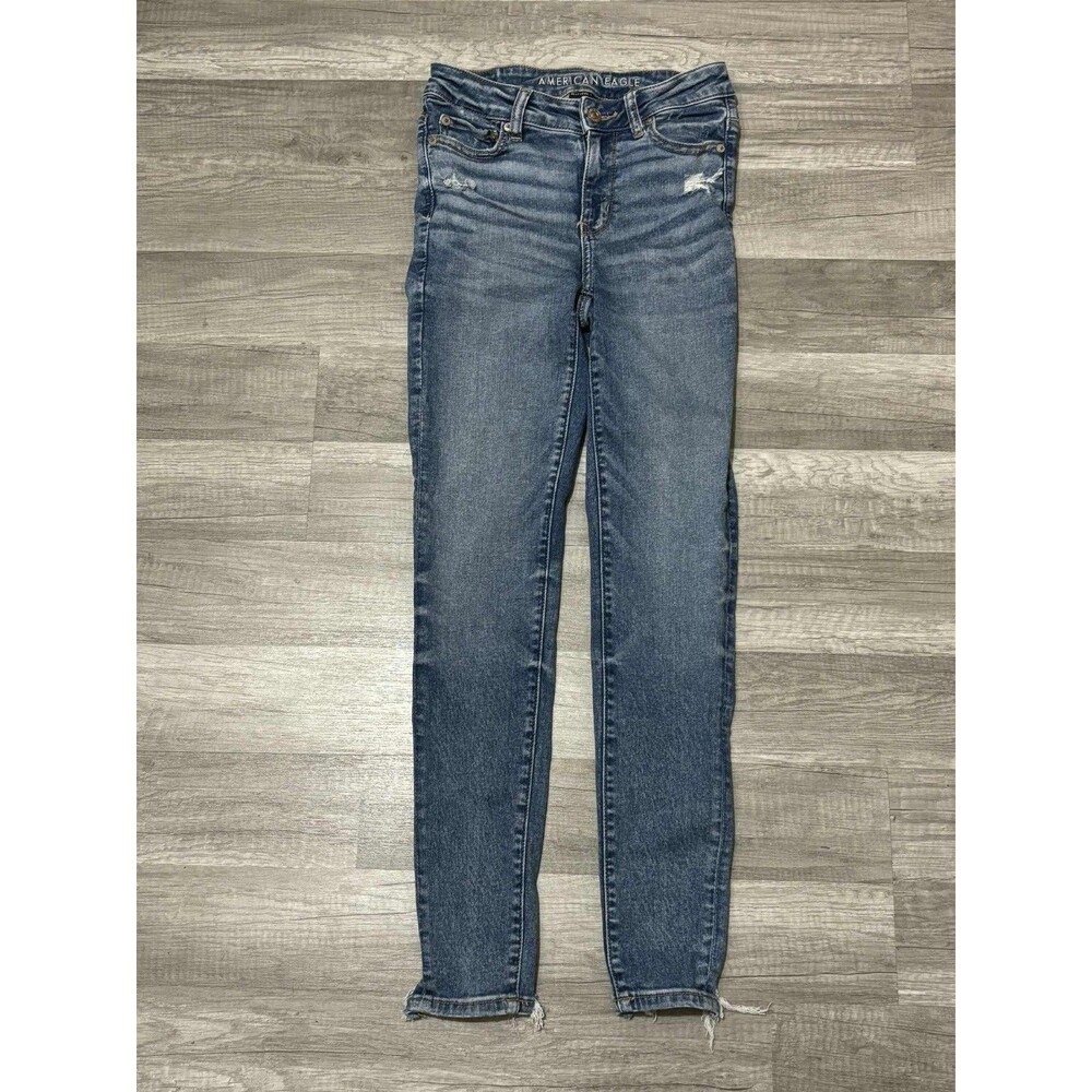 American Eagle Hi-Rise Jeggings Distressed Jeans Womens Size 2 Regular